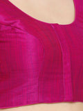 Magenta Scoop Neck Elbow Sleeve Readymade Saree Blouse