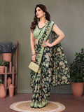 Green Botanical Print Saree by Glanzavi – Stylish Everyday & Occasion Wear
