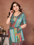 Rama Green & Wine Traditional Printed Saree with Rich Border | Festive Ethnic Wear for Women