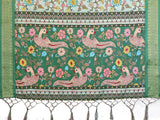 Light Green Floral Printed Saree with Rich Green Border & Designer Pallu | Elegant Festive Wear
