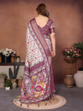 Wine Kalamkari Printed Saree with Elegant Border & Artistic Pallu | Traditional Ethnic Wear for Women
