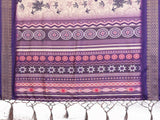Purple & Cream Floral Printed Saree with Rich Border and Designer Pallu | Elegant Ethnic Wear for Women