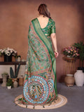 Green Kalamkari Printed Saree with Rich Border & Artistic Pallu | Traditional Ethnic Wear for Women