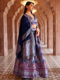 Aayat Powder Blue & Royal Blue Banarasi Silk Lehenga Set with Zari Weaving