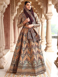 Zayna Beige & Maroon Banarasi Silk Lehenga Set with Antique Zari Detailing