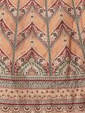 Zayna Beige & Maroon Banarasi Silk Lehenga Set with Antique Zari Detailing