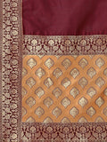 Zayna Beige & Maroon Banarasi Silk Lehenga Set with Antique Zari Detailing
