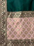 Aarvi Dusty Mauve & Bottle Green Banarasi Silk Lehenga Set with Zari Woven Patterns