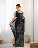 Glamorous Designer Black Sequin Party wear Saree or Women