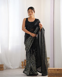 Glamorous Designer Black Sequin Party wear Saree or Women