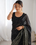 Glamorous Designer Black Sequin Party wear Saree or Women