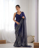 Royal Blue Sequin Saree β Glamorous Partywear Designer Saree for Women