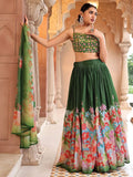 Viana Green Floral Lehenga Set with Embroidered Blouse & Dupatta
