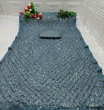 Grey Sequin Georgette Saree with Geometric Diamond Embroidery