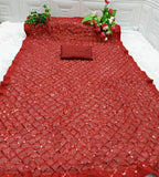 Maroon Sequin Georgette Saree with Geometric Diamond Embroidery