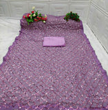 Purple Sequin Georgette Saree with Geometric Diamond Embroidery