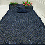 Navy Blue Sequin Georgette Saree with Geometric Diamond Embroidery