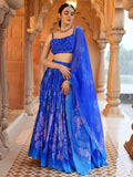 Royal Blue Floral Hand-Embroidered Lehenga Set