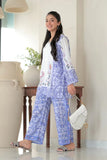 Blue & White Printed Rayon Kurta Co-Ord Set