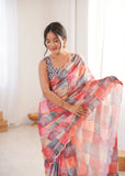 Multicolor Printed Saree with Mirror Border Lightweight Festive Wear Saree