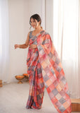 Multicolor Printed Saree with Mirror Border Lightweight Festive Wear Saree