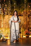 Off-White Embellished Chanderi Kurta Pant Set with Dupatta