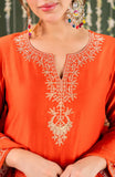 Orange Embellished Chanderi Kurta Set with Dupatta