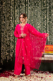 Pink Embellished Chanderi Kurta Set with Dupatta