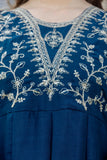 Teal Blue Embroidered Silk Kurta Pant Set with Dupatta