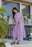 Lavender Embroidered Silk Kurta Pant Set with Dupatta