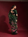 Gulabo Green Georgette Saree with Multicolor Thread & Sequin Floral Embroidery