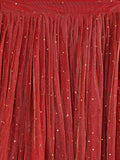 Scarlet Red Sequined Bustier Lehenga Set with Sheer Dupatta