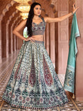 Sage Royalty Ethnic Print Lehenga Set