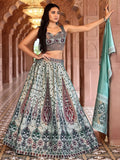 Sage Royalty Ethnic Print Lehenga Set