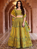 Meher Mustard Yellow Banarasi Silk Lehenga Set with Dupatta