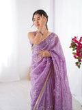 Galaxy Onion Organza Saree with Silver Sequin Embroidery