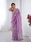 Galaxy Onion Organza Saree with Silver Sequin Embroidery