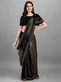 Black & Gold Pyramid Sequin Designer Georgette Saree
