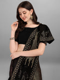 Black & Gold Pyramid Sequin Designer Georgette Saree