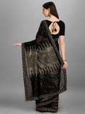 Black & Gold Pyramid Sequin Designer Georgette Saree