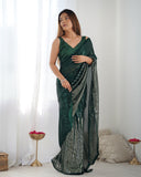 Emerald Green Sequin Saree – Glamorous Designer Partywear Saree