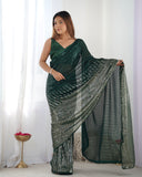 Emerald Green Sequin Saree – Glamorous Designer Partywear Saree