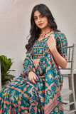 Traditional Teal Patola Print Saree with Matching Blouse