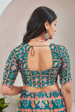 Traditional Teal Patola Print Saree with Matching Blouse