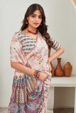 Graceful Light Pink Floral Printed Saree with Contrasting Designer Blouse