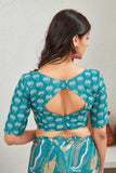 Elegant Teal Printed Saree with Designer Pallu and Blouse