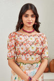 Bold Bloom Floral Print Saree with Embroidered Border & Designer Blouse