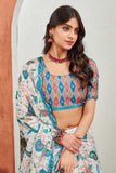 Cream Multicolor Printed Saree with Ethnic Motif and Tribal Border