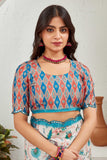 Cream Multicolor Printed Saree with Ethnic Motif and Tribal Border