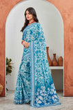 Elegant Blue Tie-Dye Printed Saree with Contrasting Blouse